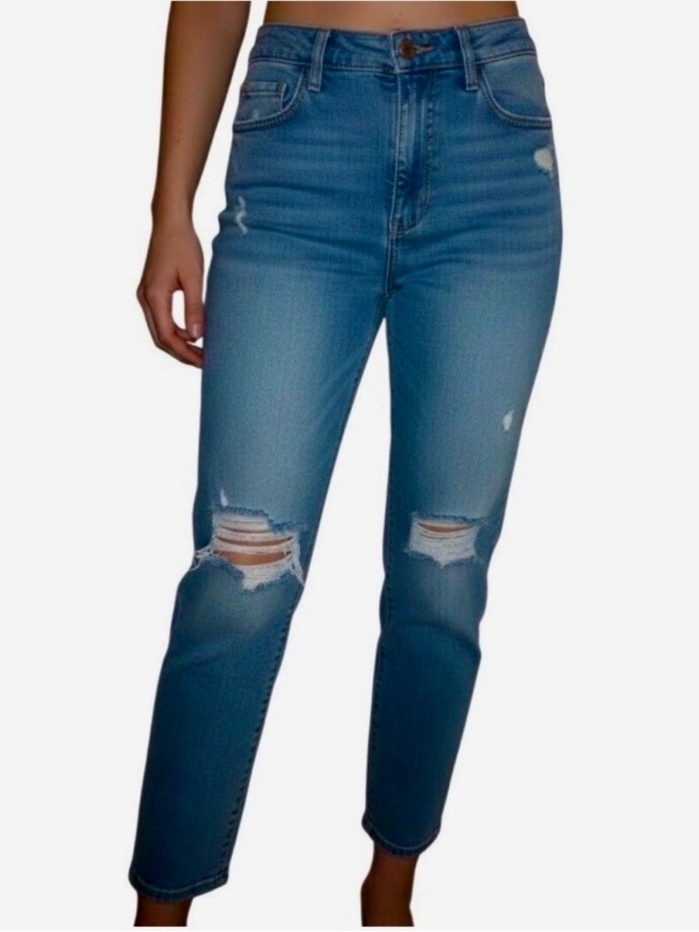 Hollister Distressed Curvy High Rise Mom Ankle Jeans 29W 25L /9S